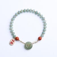 Jadite Náramek, s Hetian Jade & Yunnan Red Achát & Mosaz, módní šperky & pro ženy, 3*5mm,12mm, Prodáno za Cca 5.51-6.3 inch Strand