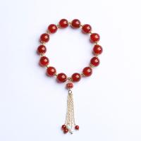 agate rouge Bracelet de perles de prière, avec laiton, bijoux de mode & pour femme, 10mm, Vendu par Environ 5.51-6.3 pouce brin