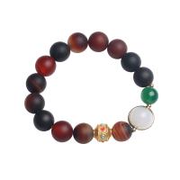 Miracle Agate Pray Beads Bracelet, with Green Agate & White Agate & Tibetan Style, fashion jewelry & for woman, 12mm, Sold Per Approx 5.51-6.3 Inch Strand
