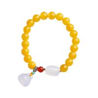 Yellow Agate Pray Beads Bracelet, with White Chalcedony & turquoise & Red Agate, fashion jewelry & for woman, 8mm, Sold Per Approx 5.51-6.3 Inch Strand