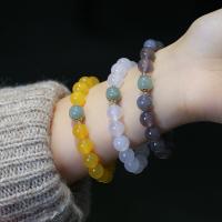 Agate Pray Beads Bracelet with Hetian Jade & Brass fashion jewelry & for woman 10mm Sold Per Approx 5.51-6.3 Inch Strand