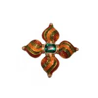 Enamel Brooch, Tibetan Style, Geometrical Pattern, gold color plated, Unisex & with rhinestone, nickel, lead & cadmium free, 50mm, 10PCs/Lot, Sold By Lot