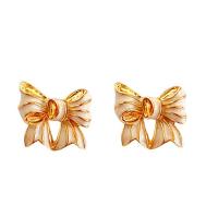 Zinc Alloy Stud Earring gold color plated Hand-Painted Enamel Glaze & for woman nickel lead & cadmium free 20-25mm Sold By Lot
