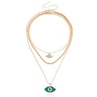 Multi Layer Necklace Zinc Alloy with Resin Evil Eye gold color plated multilayer & for woman & with rhinestone nickel lead & cadmium free 30mm 20mm Length Approx 13.68 Inch Approx 15.6 Inch Approx 19.5 Inch Sold By PC