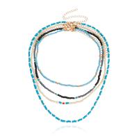 Multi Layer Necklace Seedbead with Zinc Alloy gold color plated multilayer & for woman Length Approx 13.7 Inch Approx 15.7 Inch Approx 17.7 Inch Approx 19.7 Inch Sold By PC