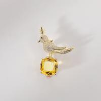 Cubic Zirconia Brooch Brass Bird plated micro pave cubic zirconia & for woman nickel lead & cadmium free Sold By PC