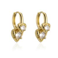 Huggie hoepel Drop Earrings, Messing, gold plated, micro pave zirconia & voor vrouw, 8x13mm, Verkocht door pair