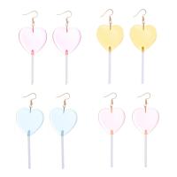 Resin Earring, with Tibetan Style, Lollipop, gold color plated, for woman, more colors for choice, 37x97mm, Sold By Pair