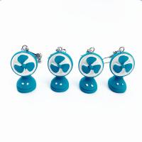 Resin Earring, Fan, platinum color plated, different styles for choice & for woman, skyblue, 20x30mm, Sold By Pair