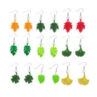 Resin Earring with Zinc Alloy Leaf & for woman Sold By Pair