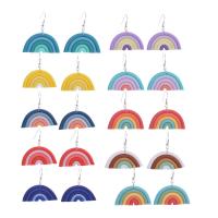 Polymer Clay-Ohrring, Polymer Ton, mit Zinklegierung, Regenbogen, handgemacht, für Frau, himmelblau, 40x44mm, verkauft von Paar