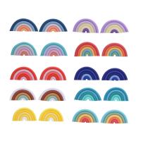Polymer Clay-Ohrring, Polymer Ton, Regenbogen, Platinfarbe platiniert, verschiedene Stile für Wahl & für Frau, himmelblau, 20x40mm, verkauft von Paar