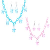 Akryl smykker sæt, ørering & halskæde, 2 stykker & for kvinde, flere farver til valg, 13x37mm, Længde Ca. 15.74 inch, Solgt af sæt