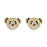 Cubic Zirconia Micro Pave Brass Earring Panda 18K gold plated micro pave cubic zirconia & for woman Sold By Pair