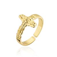 Žalvarinis Cuff Finger Ring, aukso spalva padengtas, Reguliuojamas & moters, 18mm, Pardavė PC
