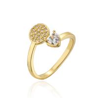 Brass Cuff Finger Ring, gold color plated, Adjustable & different styles for choice & micro pave cubic zirconia & for woman, 18mm, Sold By PC