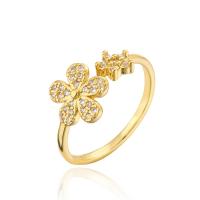 Messing Manchet Finger Ring, gold plated, Verstelbare & verschillende stijlen voor de keuze & micro pave zirconia & voor vrouw, 18mm, Verkocht door PC