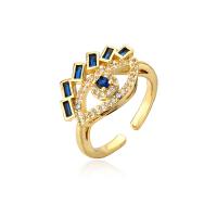 Messing Manchet Finger Ring, 18K verguld, Verstelbare & micro pave zirconia & voor vrouw, meer kleuren voor de keuze, 18mm, Verkocht door PC