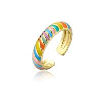 Латунь Манжеты палец кольцо, плакирован золотом, Регулируемый & Женский & эмаль, Много цветов для выбора, 18mm, продается PC