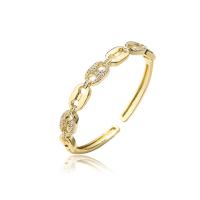 Brass Cuff Bangle, gold color plated, Adjustable & micro pave cubic zirconia & for woman & hollow, 56mm, Sold By PC