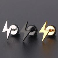 Stainless Steel Stud Earrings, 316L Stainless Steel, Lightning Symbol, Vacuum Ion Plating, fashion jewelry & Unisex, more colors for choice, 6mm, Sold By Pair