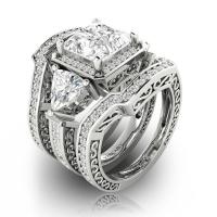 Zinc Alloy prst prsten, Zinek, á, pro ženy & s drahokamu, stříbro, 17mm, Prodáno By PC