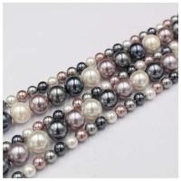 Muschelkern Perle, rund, plattiert, DIY, gemischte Farben, verkauft per ca. 38 cm Strang