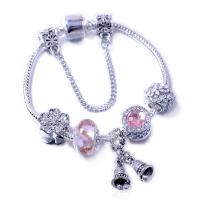European Bracelet Zinc Alloy with Lampwork plated for woman & enamel & with rhinestone mixed colors Sold By PC