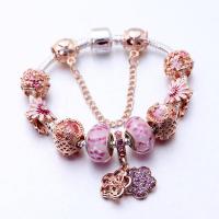 European Bracelet Zinc Alloy with Lampwork plated for woman & enamel & with rhinestone mixed colors Sold By PC