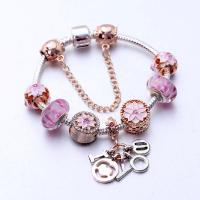 European Bracelet, Tibetan Style, with Lampwork, plated, for woman & enamel & with rhinestone, mixed colors, Sold By PC