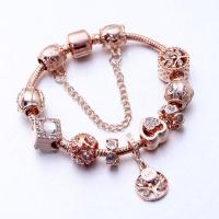 European Bracelet Zinc Alloy plated for woman & with rhinestone rose gold color Sold By PC