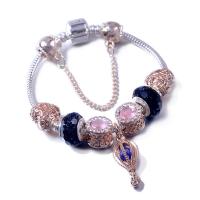 Bracelet European , alliage de zinc, Placage, pour femme & avec strass, couleurs mélangées, Vendu par PC