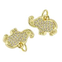 Cubic Zirconia Micro Pave Brass Pendant, Elephant, gold color plated, fashion jewelry & DIY & micro pave cubic zirconia, golden, 14x9x2mm, Hole:Approx 3mm, 10PCs/Lot, Sold By Lot