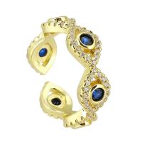 Messing Manchet Finger Ring, gold plated, Verstelbare & mode sieraden & micro pave zirconia, multi-gekleurde, 7mm, Maat:6, 10pC's/Lot, Verkocht door Lot