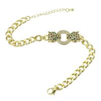 Bracelet cubique en laiton zircon pavent, Placage de couleur d'or, bijoux de mode & pavé de micro zircon & pour femme, multicolore, 40x16x6mm, Longueur:9.5 pouce, 5PC/lot, Vendu par lot