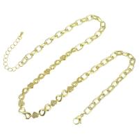 Kubieke Zirkoon Micro Pave Brass Ketting, Messing, gold plated, mode sieraden & micro pave zirconia & voor vrouw, gouden, 13x6x2mm, 5pC's/Lot, Verkocht door Lot