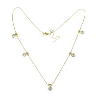 Cubic Zircon Micro Pave Brass Necklace gold color plated fashion jewelry & micro pave cubic zirconia & for woman golden Length 19.5 Inch Sold By Lot