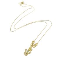 Cubic Zircon Micro Pave Brass Necklace, gold color plated, fashion jewelry & micro pave cubic zirconia & for woman, golden, 11x19x5mm, Length:19 Inch, 10PCs/Lot, Sold By Lot