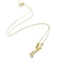 Cubic Zircon Micro Pave Brass Necklace, gold color plated, fashion jewelry & micro pave cubic zirconia & for woman, golden, 11x16x2mm, Length:19 Inch, 10PCs/Lot, Sold By Lot