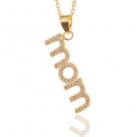 Cubic Zircon Micro Pave Brass Necklace Alphabet Letter gold color plated micro pave cubic zirconia nickel lead & cadmium free Length 17.7 Inch Sold By PC