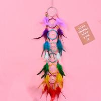 Fashion Dream Catcher, Feather, with Velveteen & Wood & Iron, handmade, multi-colored, Length:29.53 Inch, Sold By PC