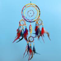 Fashion Dream Catcher Feather with Polyester & Wood & Iron Round handmade multi-colored Length 22.83 Inch Sold By PC