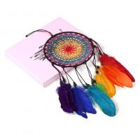 Fashion Dream Catcher Feather with Polyester & Wood & Iron Round handmade mixed colors Length 50-90 cm Sold By PC