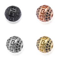 Cubic Zirconia Micro Pave Brass Beads, Round, plated, DIY & micro pave cubic zirconia, more colors for choice, nickel, lead & cadmium free, 10x10mm, Sold By PC