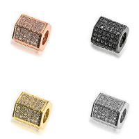 Perles cubes en laiton zircon Micro Pave, hexagone, Placage, DIY & pavé de micro zircon, plus de couleurs à choisir, protéger l'environnement, sans nickel, plomb et cadmium, 7.90x8.60mm, Vendu par PC