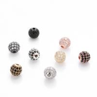 Befestigte Zirkonia Perlen, Messing, rund, plattiert, DIY & Micro pave Zirkonia, keine, frei von Nickel, Blei & Kadmium, 6mm, verkauft von PC