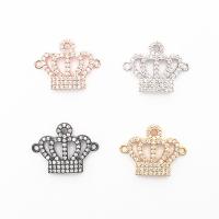 Cubic Zirconia Micro Pave Brass Connector Crown plated DIY & micro pave cubic zirconia & 1/2 loop nickel lead & cadmium free Sold By PC
