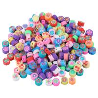 Polymer Ton Perlen , rund, DIY & mit Blumenmuster, gemischte Farben, 10mm, verkauft von PC