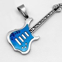 Stainless Steel Pendants, 304 Stainless Steel, Guitar, machine polished, fashion jewelry & punk style & DIY & Unisex & enamel & blacken, multi-colored, 47.50x18.50x3mm, Sold By PC