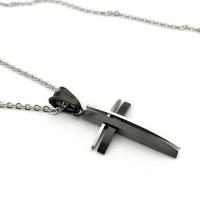 Stainless Steel Cross Pendants 304 Stainless Steel machine polished fashion jewelry & DIY & Unisex black Sold By PC